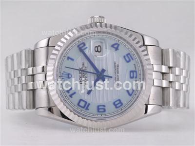 Rolex Datejust Swiss ETA 2836 Movement with Blue Wave Dial-Number Marking