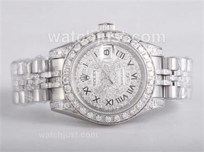 Rolex Datejust Swiss ETA 2836 Movement with Full Diamond-Roman Marking