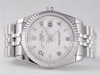 Rolex Datejust Swiss ETA 2836 Movement with White Dial-Number/Stick Marking