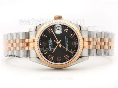 Rolex Datejust Swiss ETA 2836 two-Tone Black Dial with Arabic Numerals-Mid Size