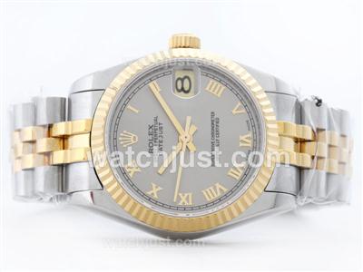 Rolex Datejust Swiss ETA 2836 Two Tone Gray Dial with Roman Marking-Mid Size