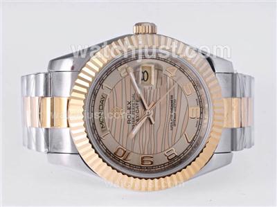 Rolex Day-Date II Automatic Two Tone Number Marking with Golden Wave Dial-41mm New Version