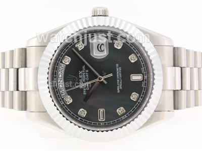 Rolex Day-Date II Swiss ETA 2836 Movement Diamond Markers with Black MOP Dial-41mm Version