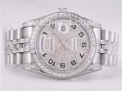 Rolex Day-Date Swiss ETA 2836 Movement Diamond Bezel and Dial-Number Marking