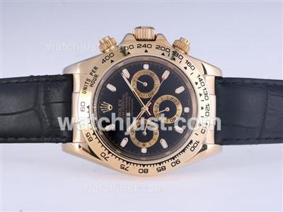 Rolex Daytona Automatic 18K Gold Plated Case with Black Dail