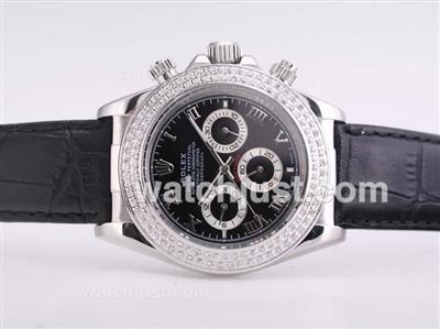 Rolex Daytona Automatic Diamond Bezel with Black Dail-Roman Marking