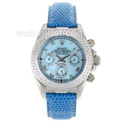 Rolex Daytona Automatic Diamond Bezel with Blue Dial and Strap Lady Model