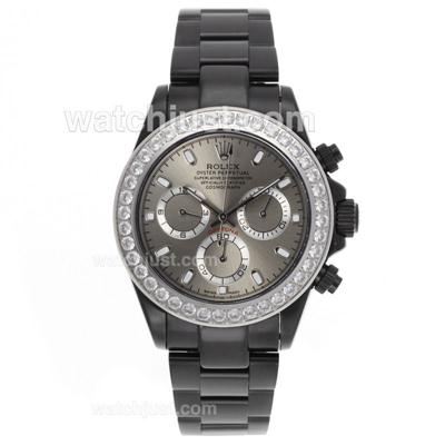 Rolex Daytona Automatic Full PVD Diamond Bezel Stick Markers with Gray Dial