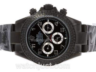 Rolex Daytona Automatic Full PVD Diamond Bezel with Black Dial-Number Markers