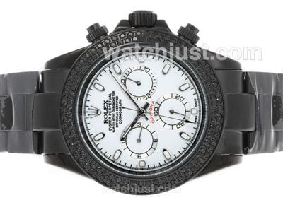 Rolex Daytona Automatic Full PVD Diamond Bezel with White Dial-Stick Markers