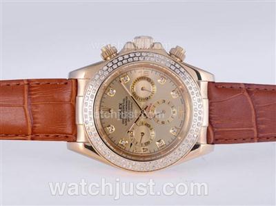 Rolex Daytona Automatic Gold Case Diamond Bezel and Marking with Golden Dail