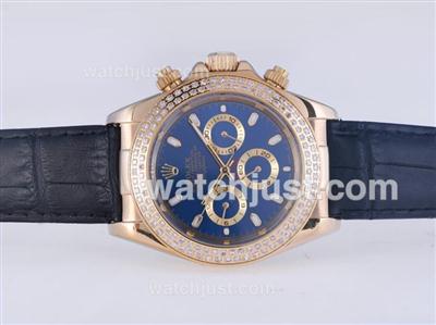 Rolex Daytona Automatic Gold Case Diamond Bezel with Blue Dail