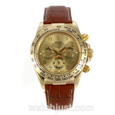 Rolex Daytona Automatic Gold Case with Golden Dail-Number Marking