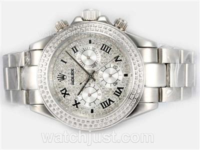 Rolex Daytona Automatic Roman Markers WIth Diamond Bezel-Full Diamond Dial