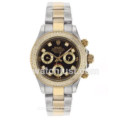 Rolex Daytona Automatic Two Tone with Diamond Bezel-Black Dial