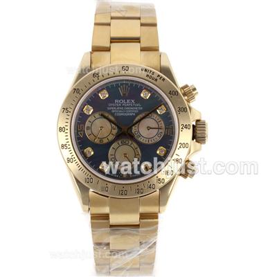 Rolex Daytona Chronogarph Swiss Valjoux 7750 Movement Full Gold Diamond Markers with Black MOP Dial