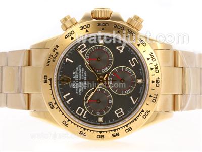 Rolex Daytona Chronograph Swiss Valjoux 7750 Movement Full 18K Gold Plated Case Gray Dial-2009 New Release Version