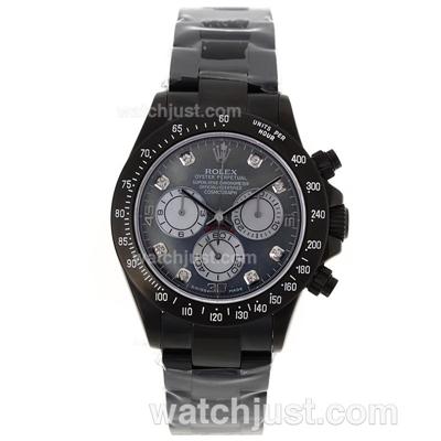 Rolex Daytona Chronograph Swiss Valjoux 7750 Movement Full PVD Diamond Markers with Gray MOP Dial