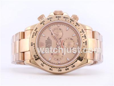 Rolex Daytona Chronograph Swiss Valjoux 7750 Movement Full Rose Gold with Champagne Dial