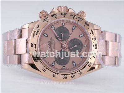 Rolex Daytona Chronograph Swiss Valjoux 7750 Movement Full Rose Gold with Rose Gold Dial