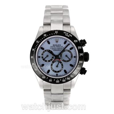 Rolex Daytona Chronograph Swiss Valjoux 7750 Movement PVD Bezel Black Stick Markers with Blue Dial-S/S