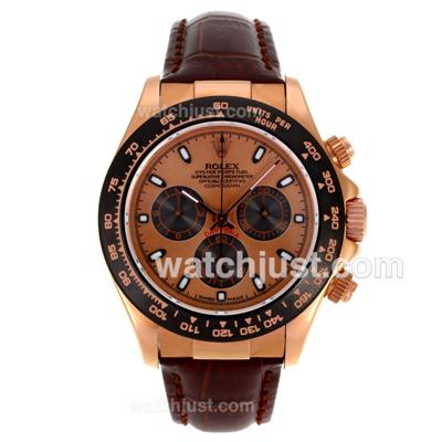 Rolex Daytona Chronograph Swiss Valjoux 7750 Movement Rose Gold Case with Champagne Dial-PVD Bezel