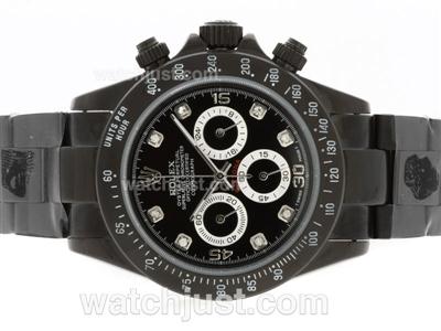 Rolex Daytona Pro Hunter Working Chronograph Full PVD with Black Dial-Diamond Marking