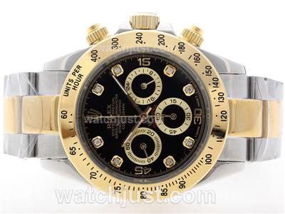 Rolex Daytona Working Chrono YG/SS Two Tone Black Dial with Diamond Marking