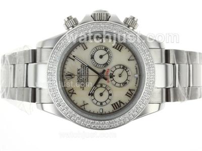 Rolex Daytona Working Chronograph Diamond Bezel Roman Markers with MOP Dial