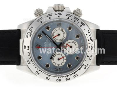 Rolex Daytona Working Chronograph Diamond Markers with Blue MOP Dial-Leather Strap