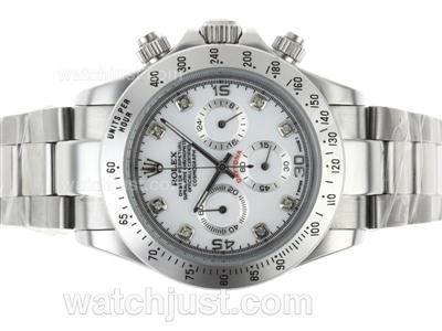 Rolex Daytona Working Chronograph Diamond Markers with White Dial