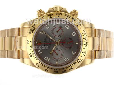 Rolex Daytona Working Chronograph Full Gold Number Markers with Gray Dial