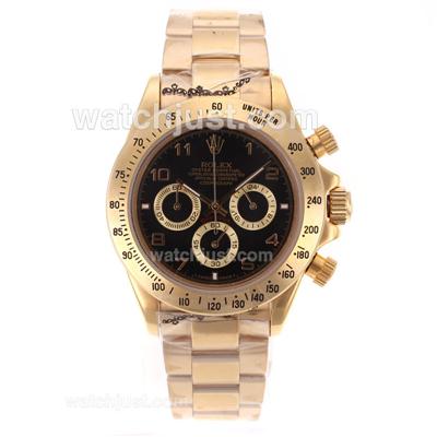 Rolex Daytona Working Chronograph Full Gold with Black Dial