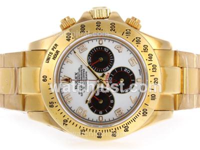 Rolex Daytona Working Chronograph Full Gold with White Dial-Number Markers