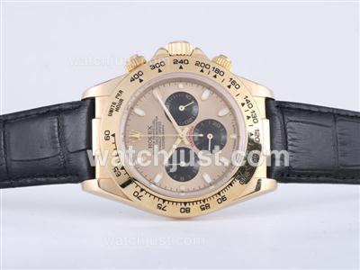 Rolex Daytona Working Chronograph Gold Case with Golden Dial-Stick Marking Sapphire Glass