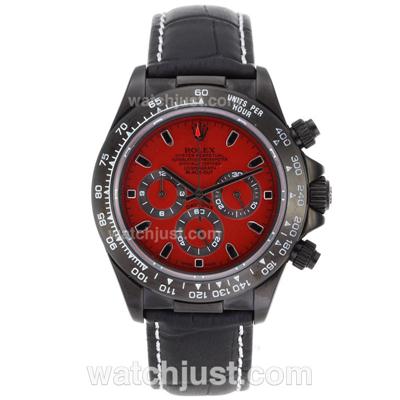 Rolex Daytona Working Chronograph PVD Case Stick Markers with Red Dial-Black Out Limited Edition