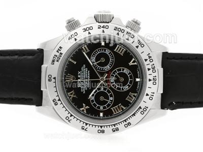 Rolex Daytona Working Chronograph Roman Marking with Black Dial and Strap