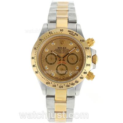 Rolex Daytona Working Chronograph Two Tone Diamond Markers with Golden Dial-Lady Size