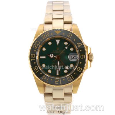 Rolex GMT-Master Automatic Full Yellow Gold with Green Bezel and Dial-Medium Size