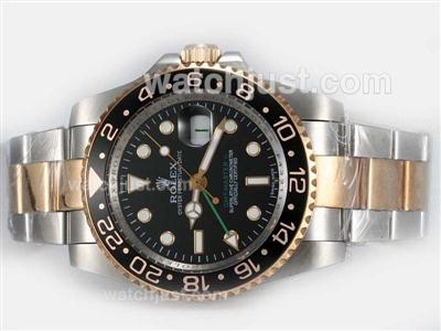 Rolex GMT-Master II Swiss ETA 2836 Movement Two Tone with Black Dial- Oyster Bracelet Version