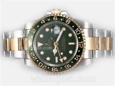 Rolex GMT-Master II Swiss ETA 2836 Movement Two Tone with Green Dial- Oyster Bracelet Version