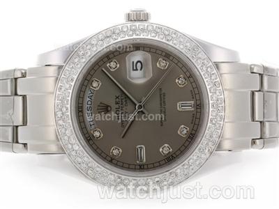 Rolex Masterpiece Swiss ETA 2836 Movement Diamond Bezel and Marking with Gray Dial