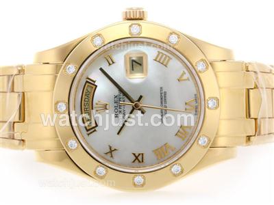 Rolex Masterpiece Swiss ETA 2836 Movement Full Gold Roman Marking with MOP Dial