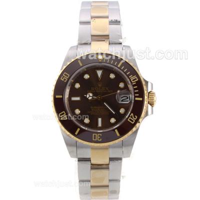 Rolex Submariner Automatic Two Tone with Brown Bezel and Dial-Medium Size