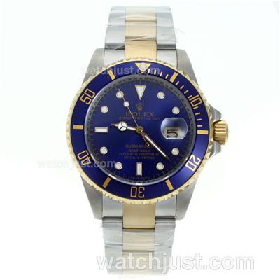 Rolex Submariner Swiss ETA 2836 Movement 14K Wrapped Gold -Two Tone Case with Blue Dial