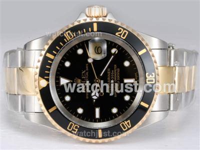 Rolex Submariner Swiss ETA 2836 Movement with 14K Wrapped Gold-Two Tone with Black Dial and Bezel