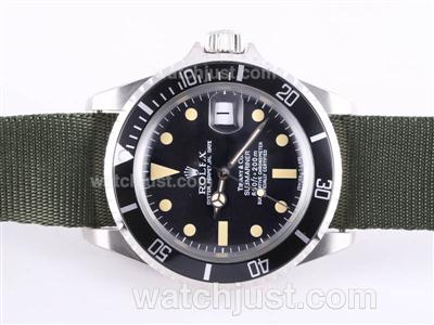 Rolex Submariner Tiffany & Co Automatic with Black Bezel and Dial Vintage Version-Green Nylon Strap