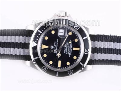 Rolex Submariner Tiffany & Co Automatic with Black Bezel and Dial Vintage Version-Nylon Strap