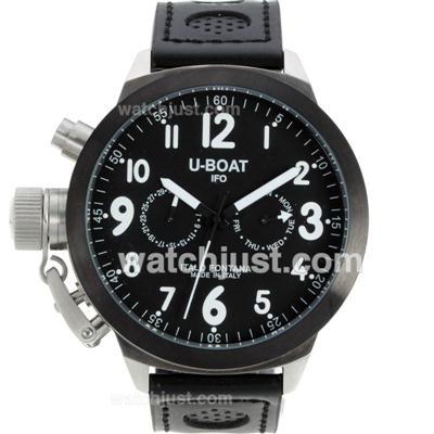 U-Boat IFO Italo Fontana Automatic PVD Bezel with Black Dial-Leather Strap