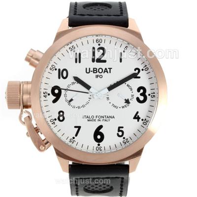 U-Boat IFO Italo Fontana Automatic Rose Gold Case with White Dial-Leather Strap